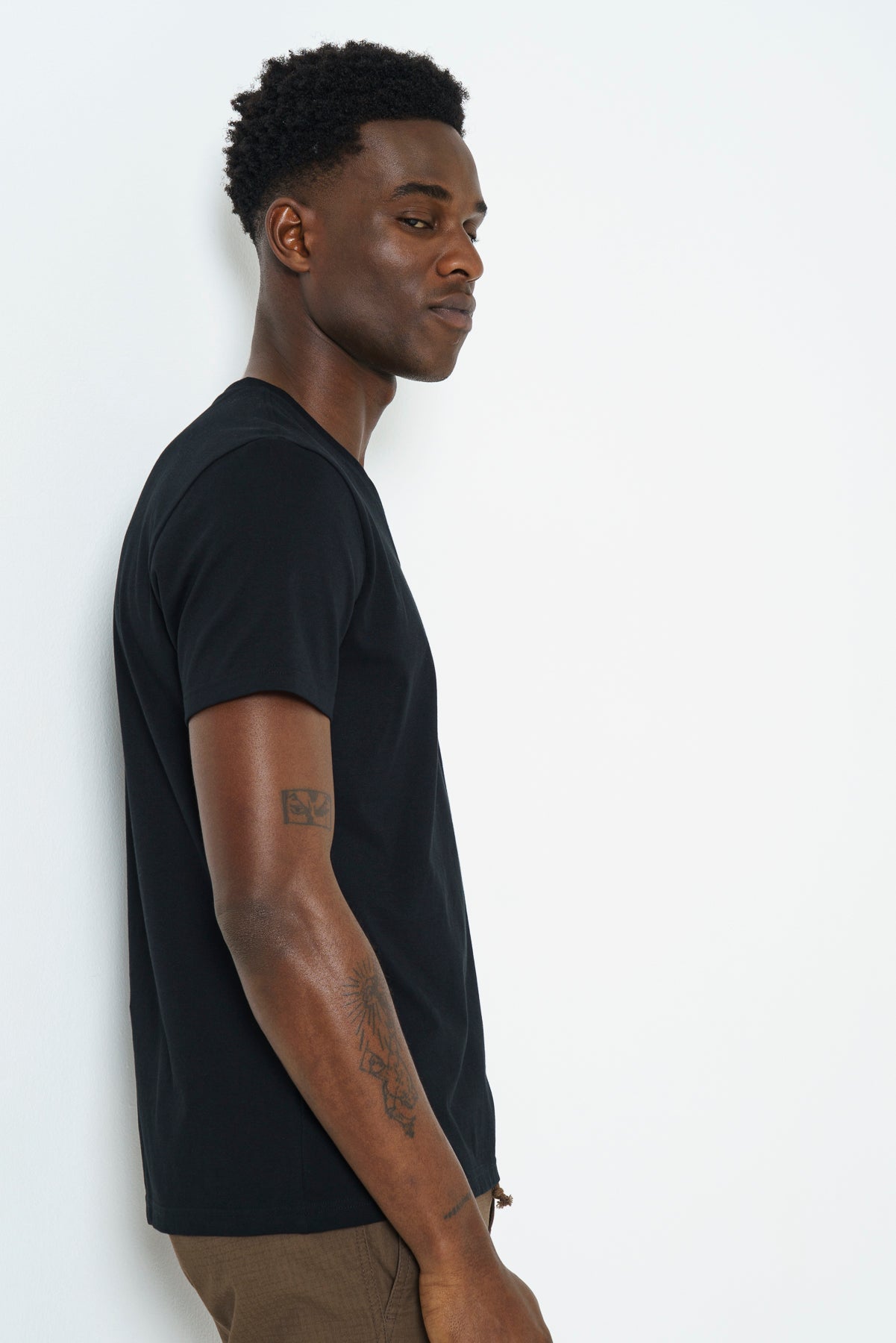 Branded V-Neck T-Shirt -Black