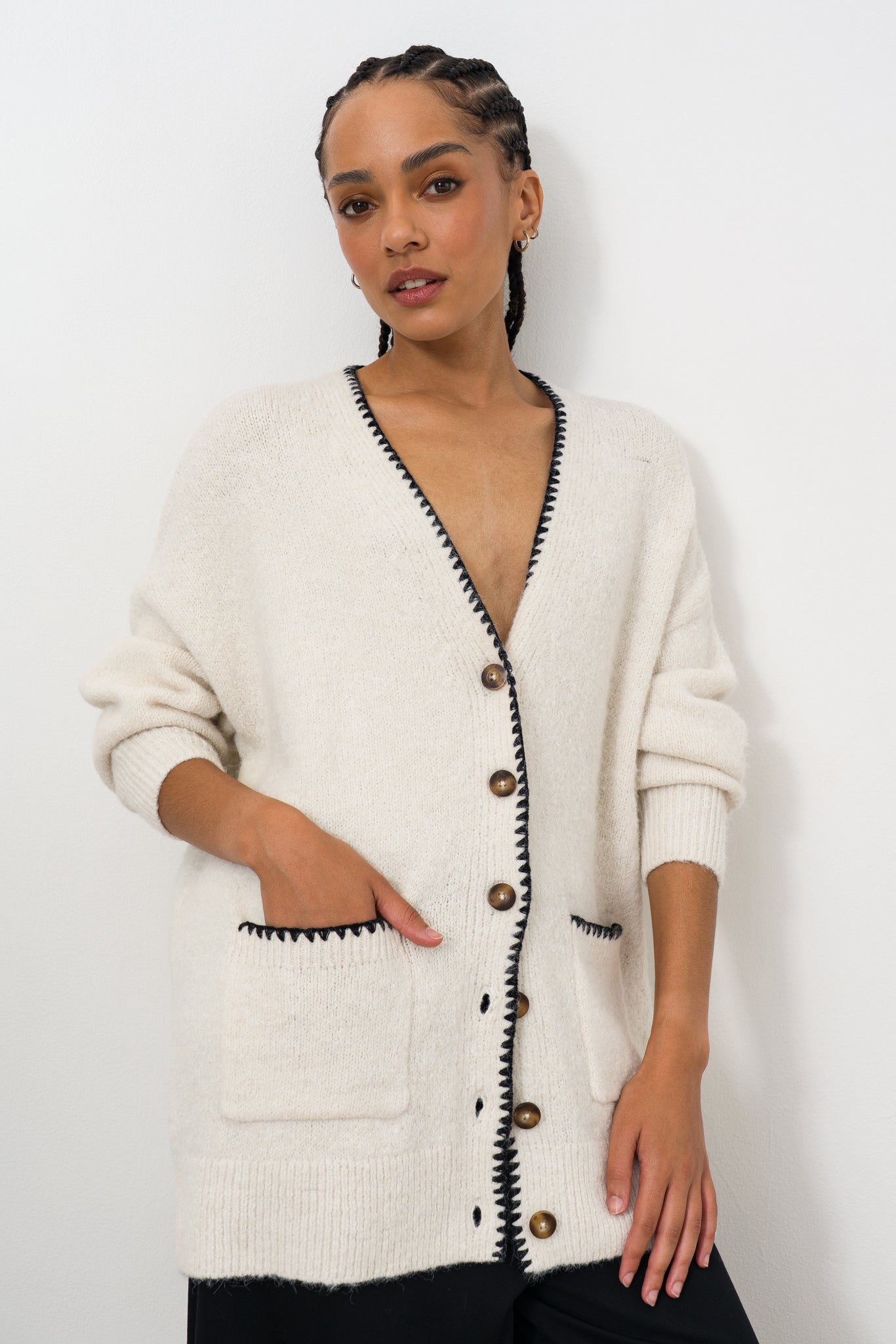 Contrast Stitch Cardigan from REFINERY – Refinery
