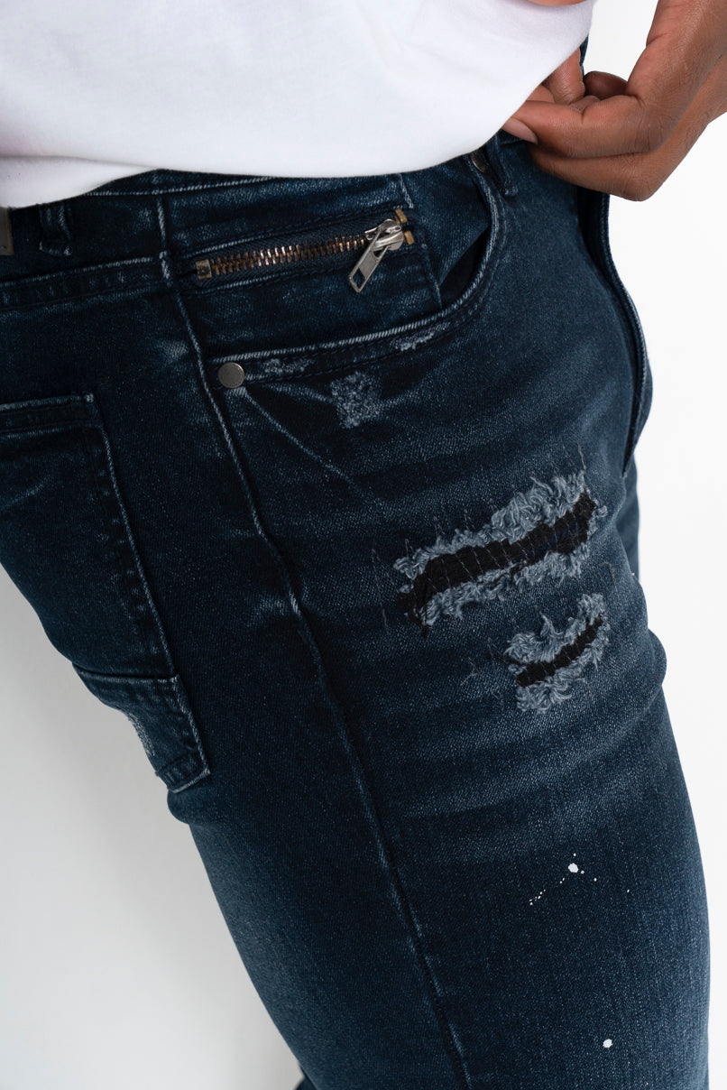 RF10 Dark Wash Ripped Skinny Jeans