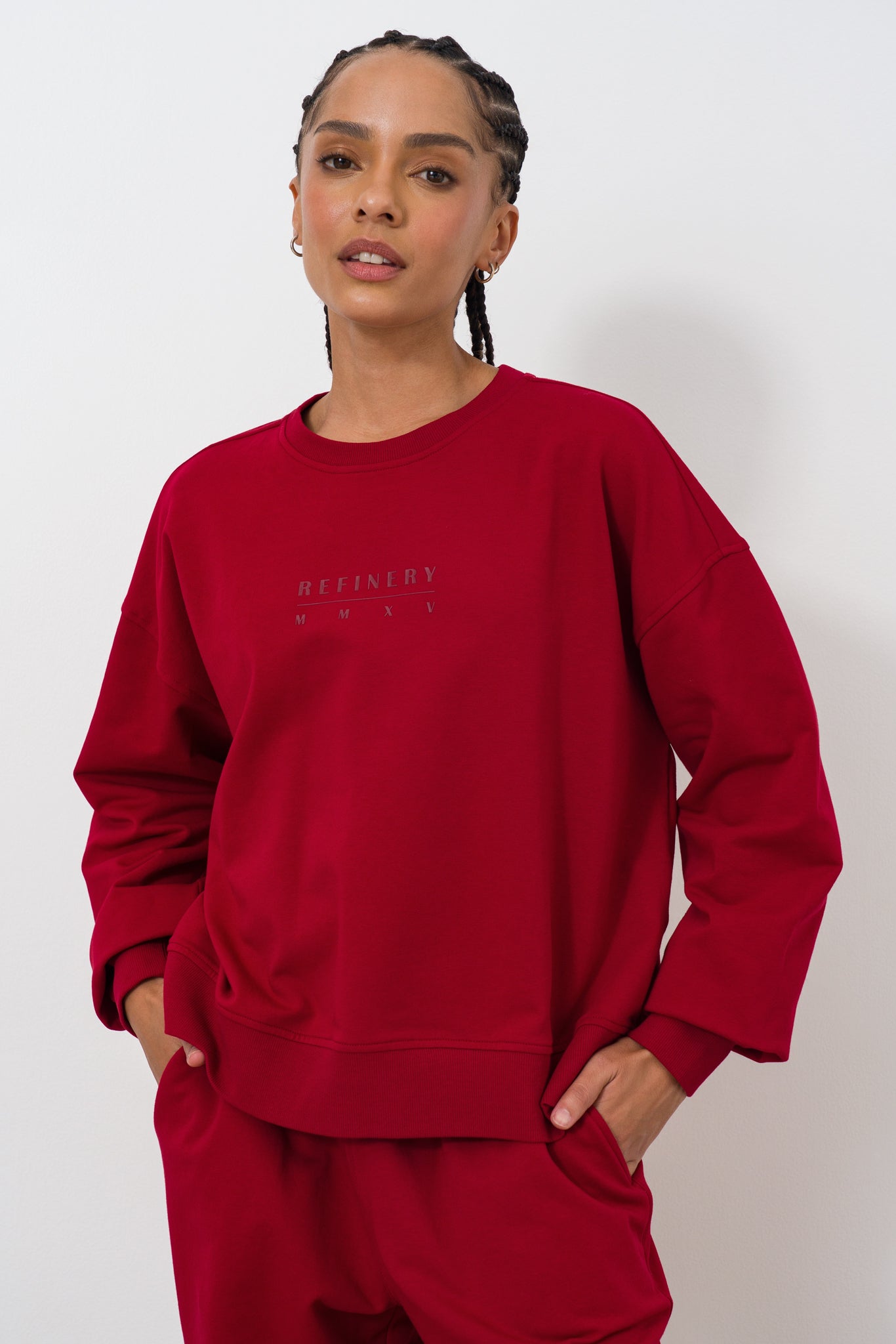 Short Crew Neck Sweat Top