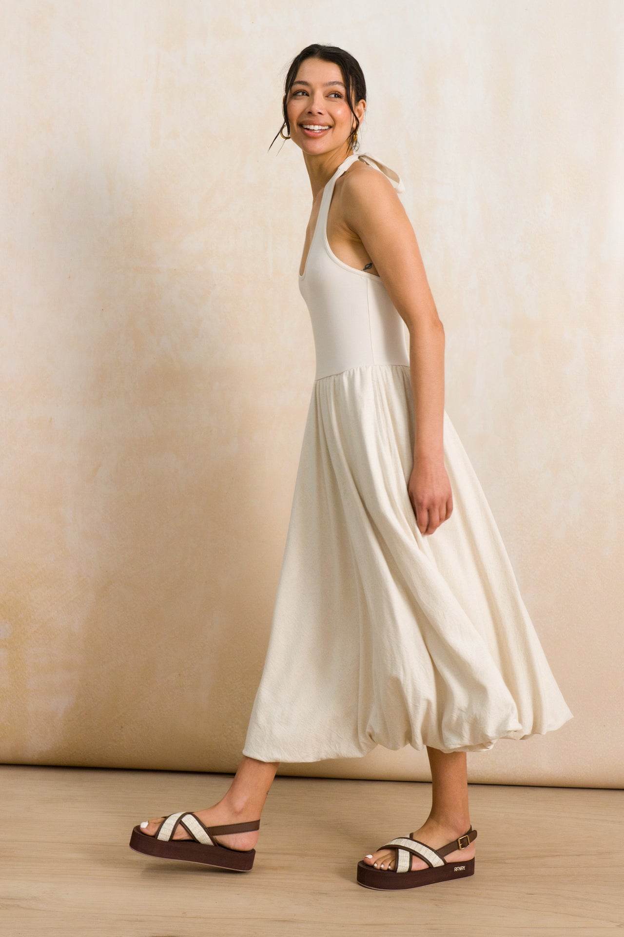 Halterneck Combo Dress