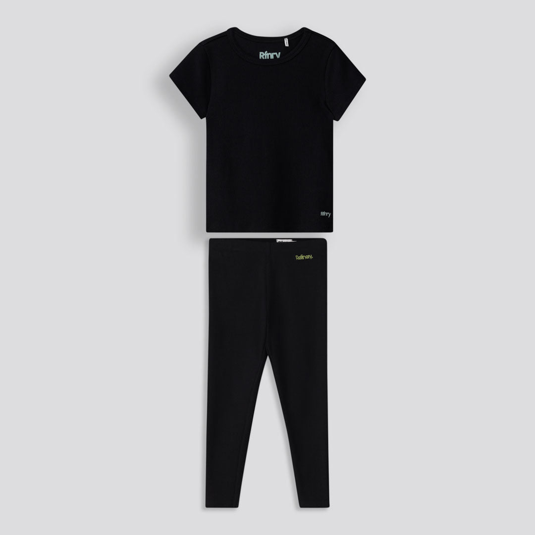 Girls Ribbed Tee Black