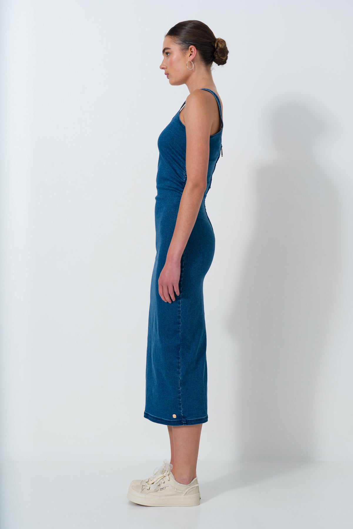 Ruched Side Denim Dress