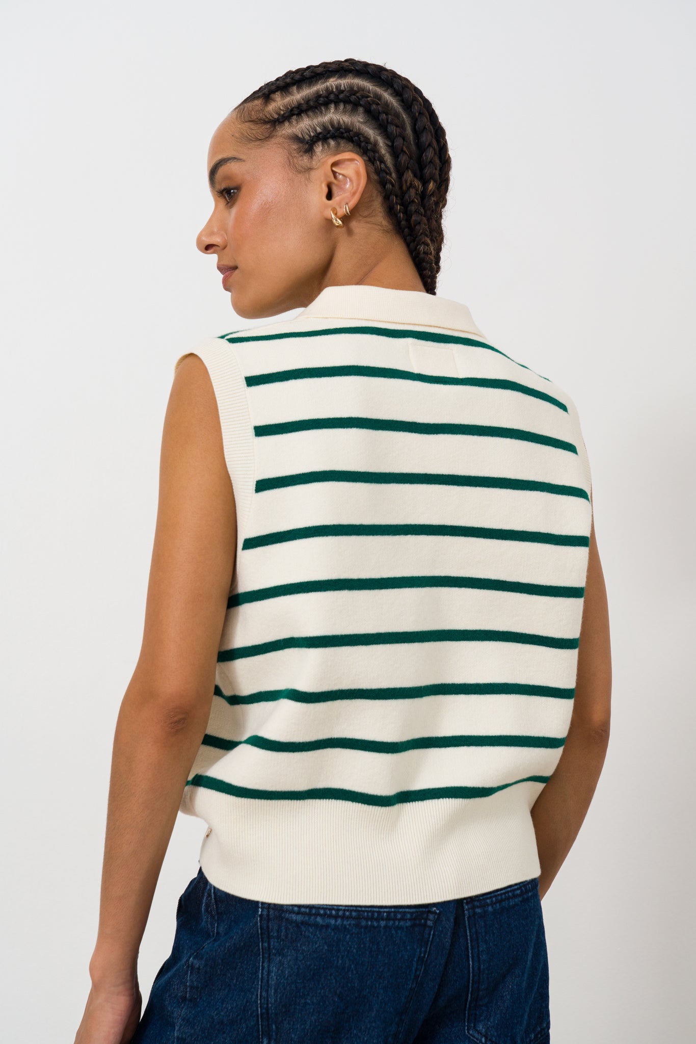 Striped Split Collar Jumper