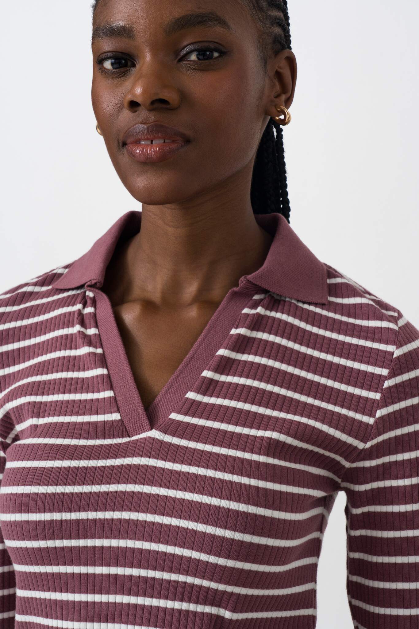 Rib Split-Collar Top