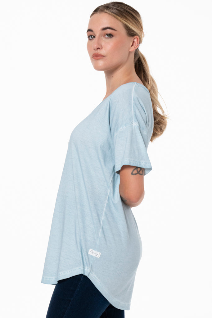 V-Neck Longer Length T-Shirt _ 137390 _ Blue