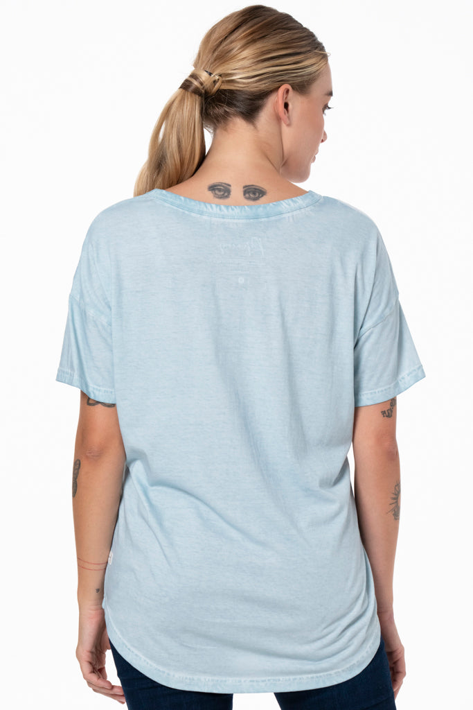 V-Neck Longer Length T-Shirt _ 137390 _ Blue