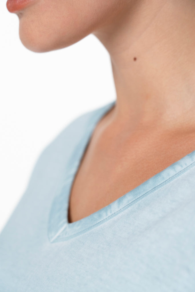 V-Neck Longer Length T-Shirt _ 137390 _ Blue