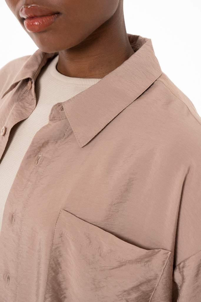 Crinkle Overshirt _ 138761 _ Taupe