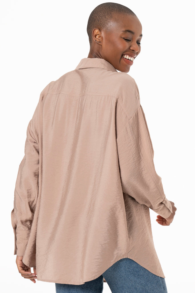 Crinkle Overshirt _ 138761 _ Taupe