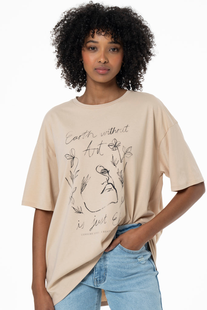 Oversized T-Shirt _ 141574 _ Brown
