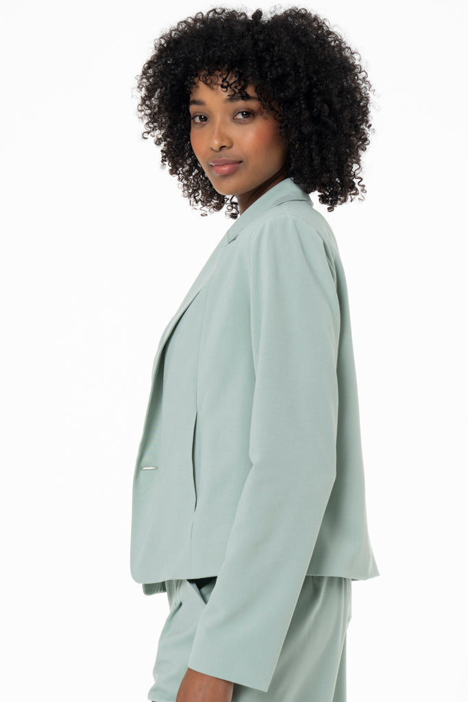 Cropped Blazer _ 141221 _ Sage