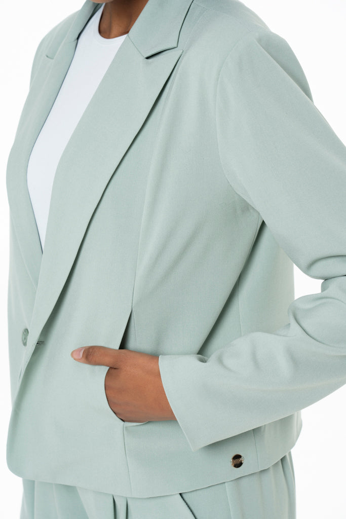 Cropped Blazer _ 141221 _ Sage