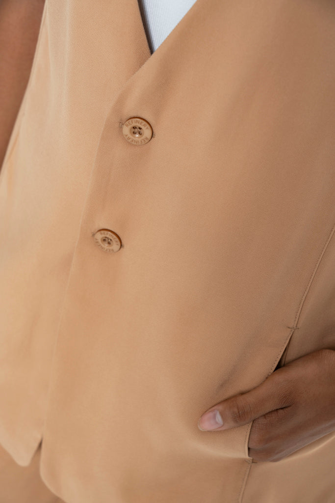Longer Length Waistcoat _ 141225 _ Tan