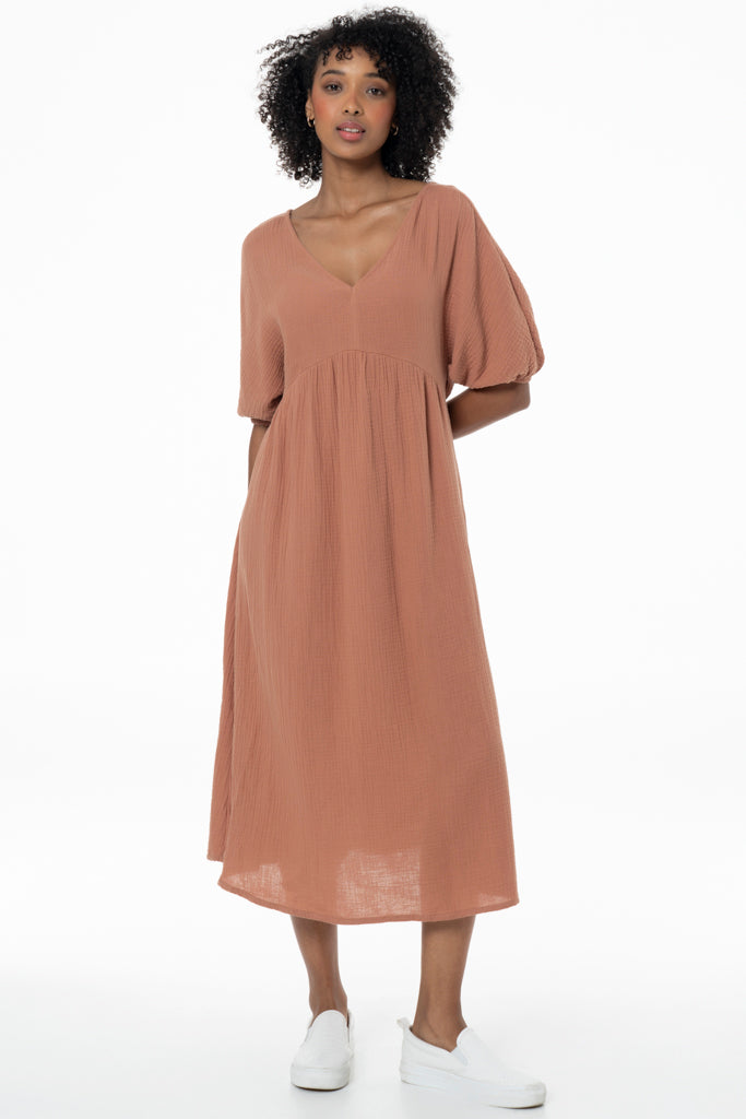 Textured Midi Dress _ 141416 _ Orange