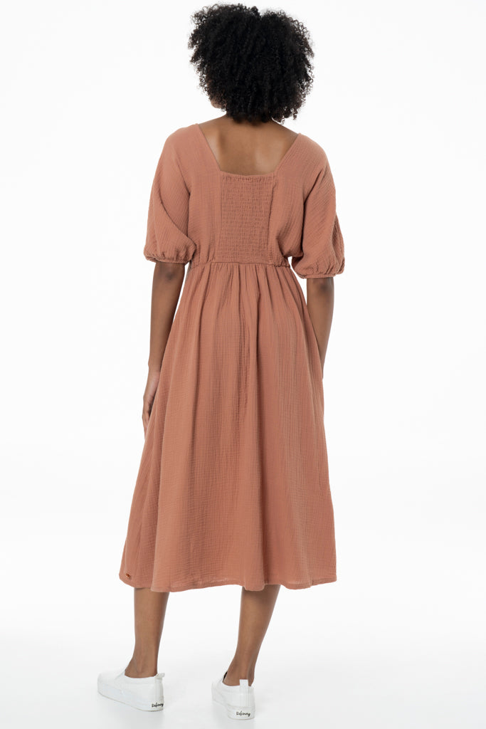 Textured Midi Dress _ 141416 _ Orange