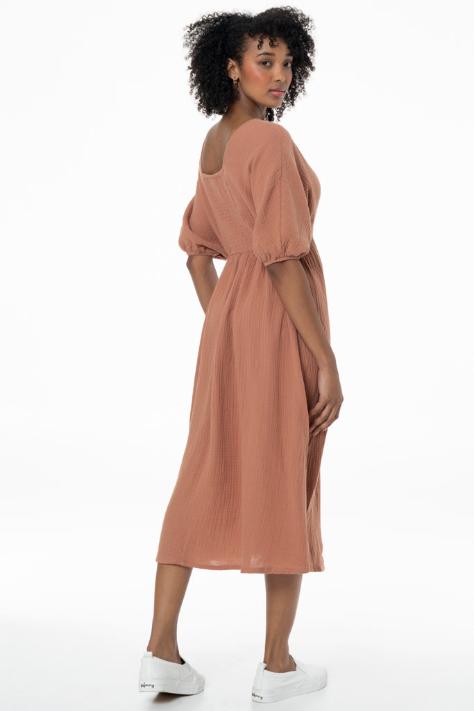Textured Midi Dress _ 141416 _ Orange