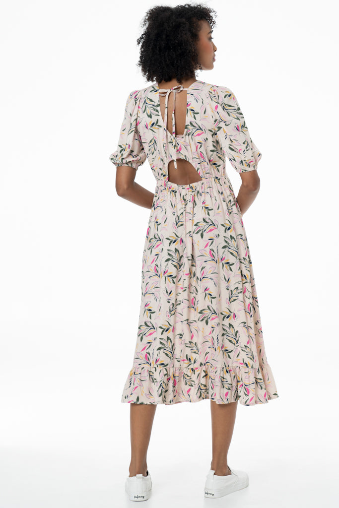Cutout Detail Midi Dress _ 141334 _ Multi