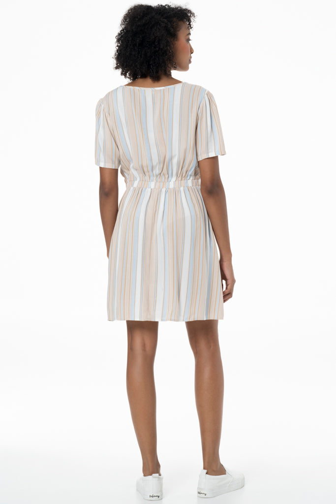 Mock Wrap Dress _ 141434 _ Stone
