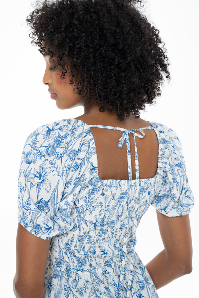 Shirred Fit And Flare Midi Dress _ 141435 _ Blue