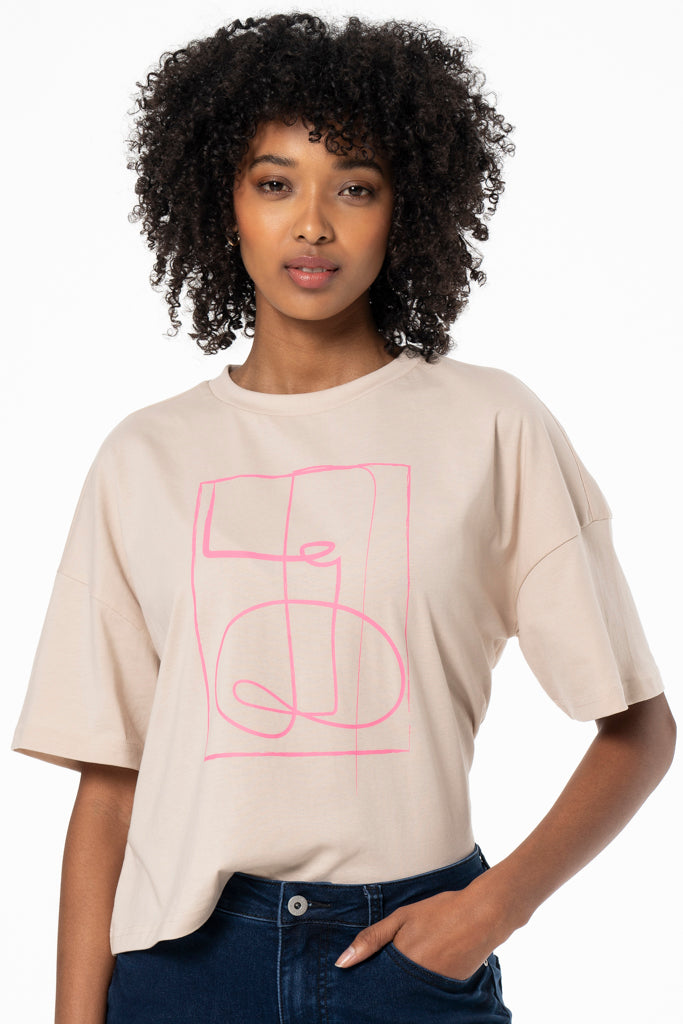 Boxy T-Shirt _ 141564 _ Stone