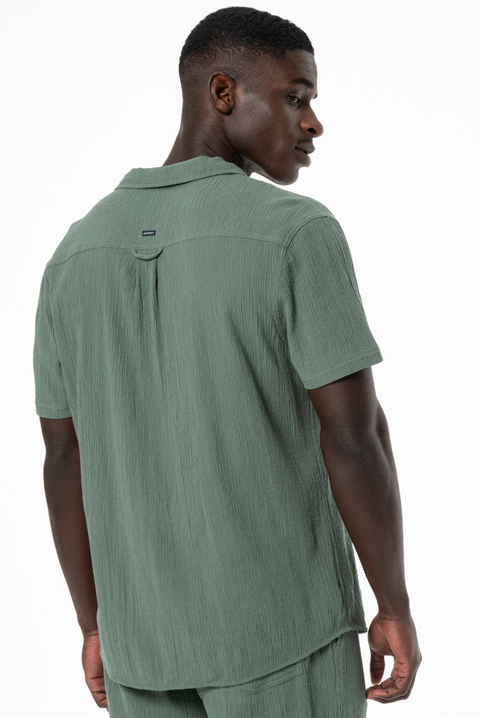 Crinkled Textured Shirt _ 140185 _ Emerald