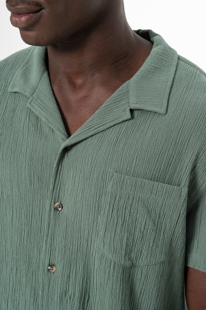 Crinkled Textured Shirt _ 140185 _ Emerald