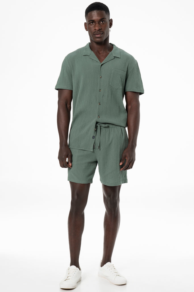 Textured Shorts _ 140172 _ Emerald
