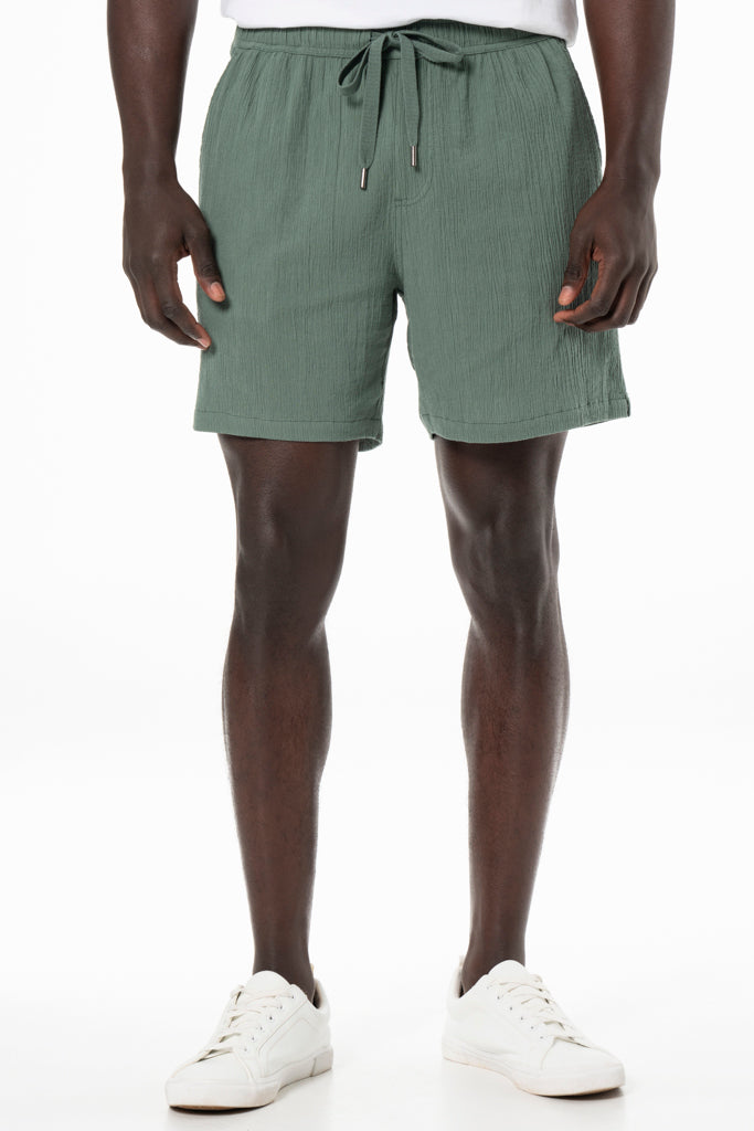 Textured Shorts _ 140172 _ Emerald