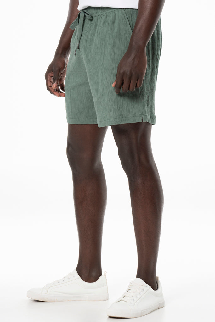 Textured Shorts _ 140172 _ Emerald