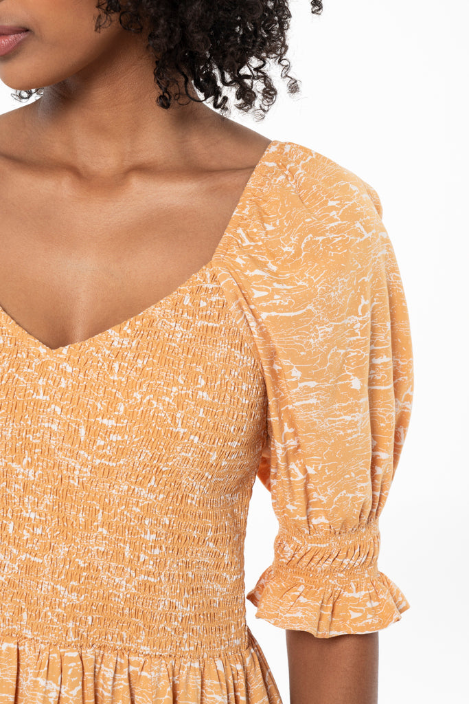 Shirred Midi Dress _ 141332 _ Tan