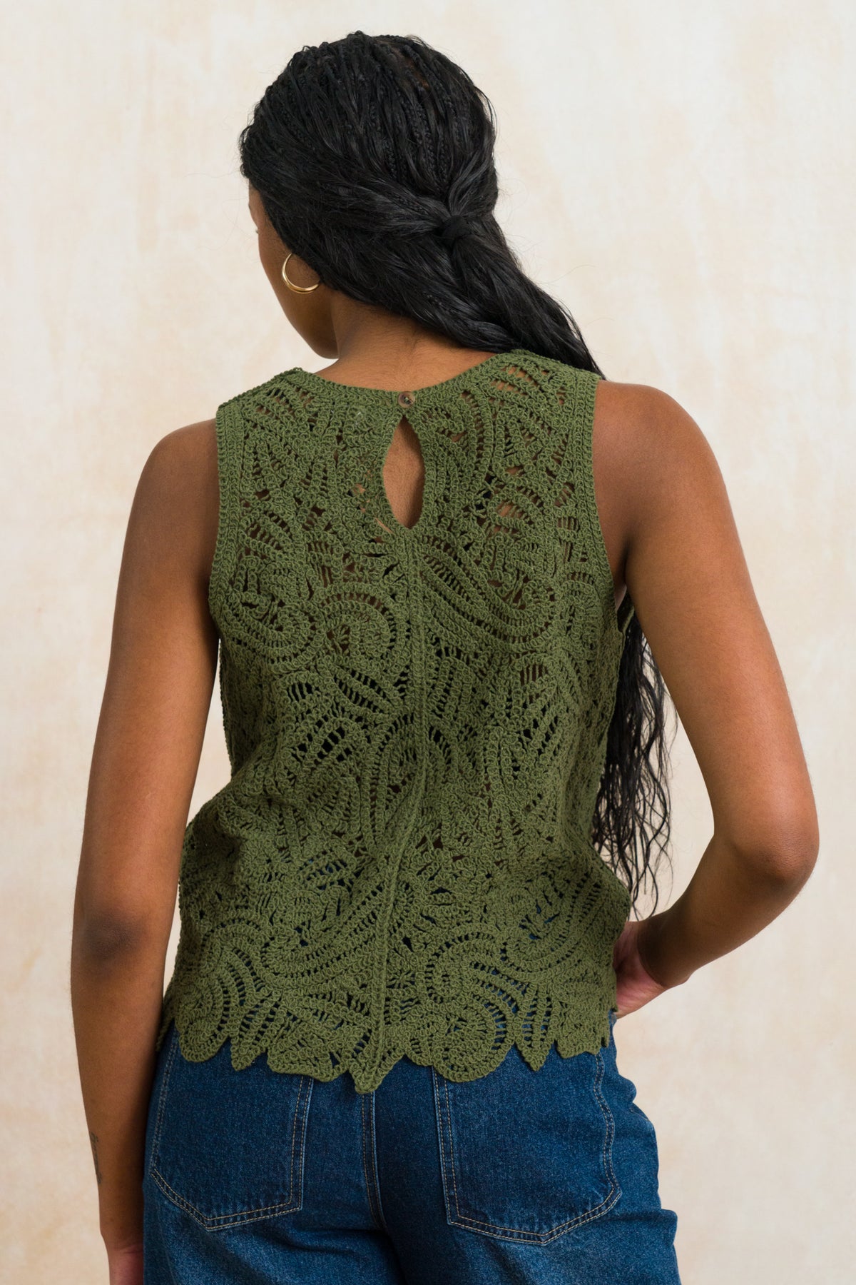 Crochet Knit Sleeveless Top