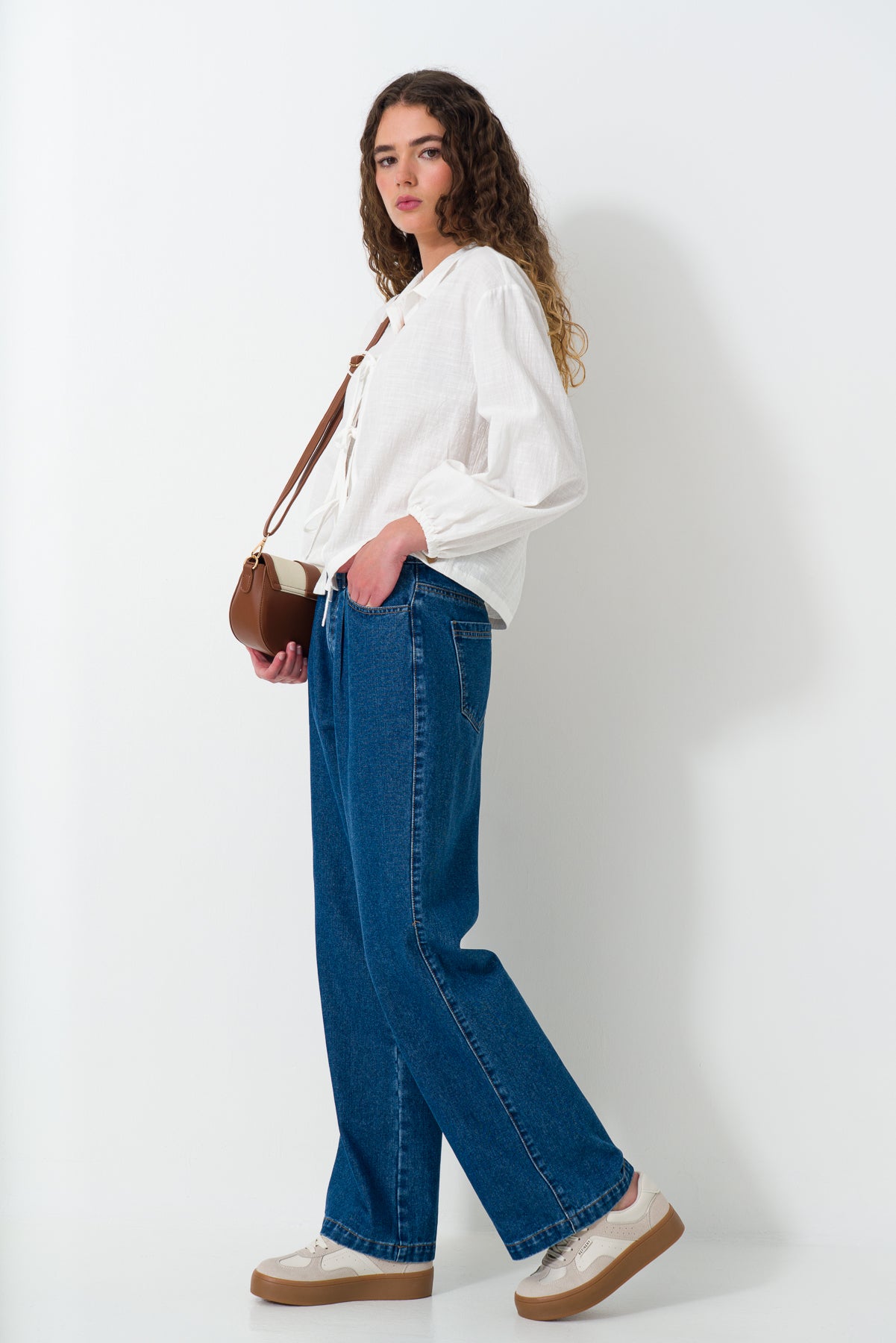 Wide Leg Mid Wash Denim
