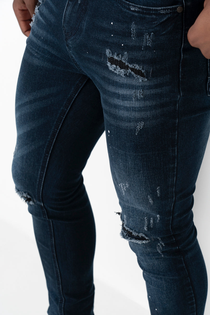 RF10 Dark Wash Ripped Skinny Jeans