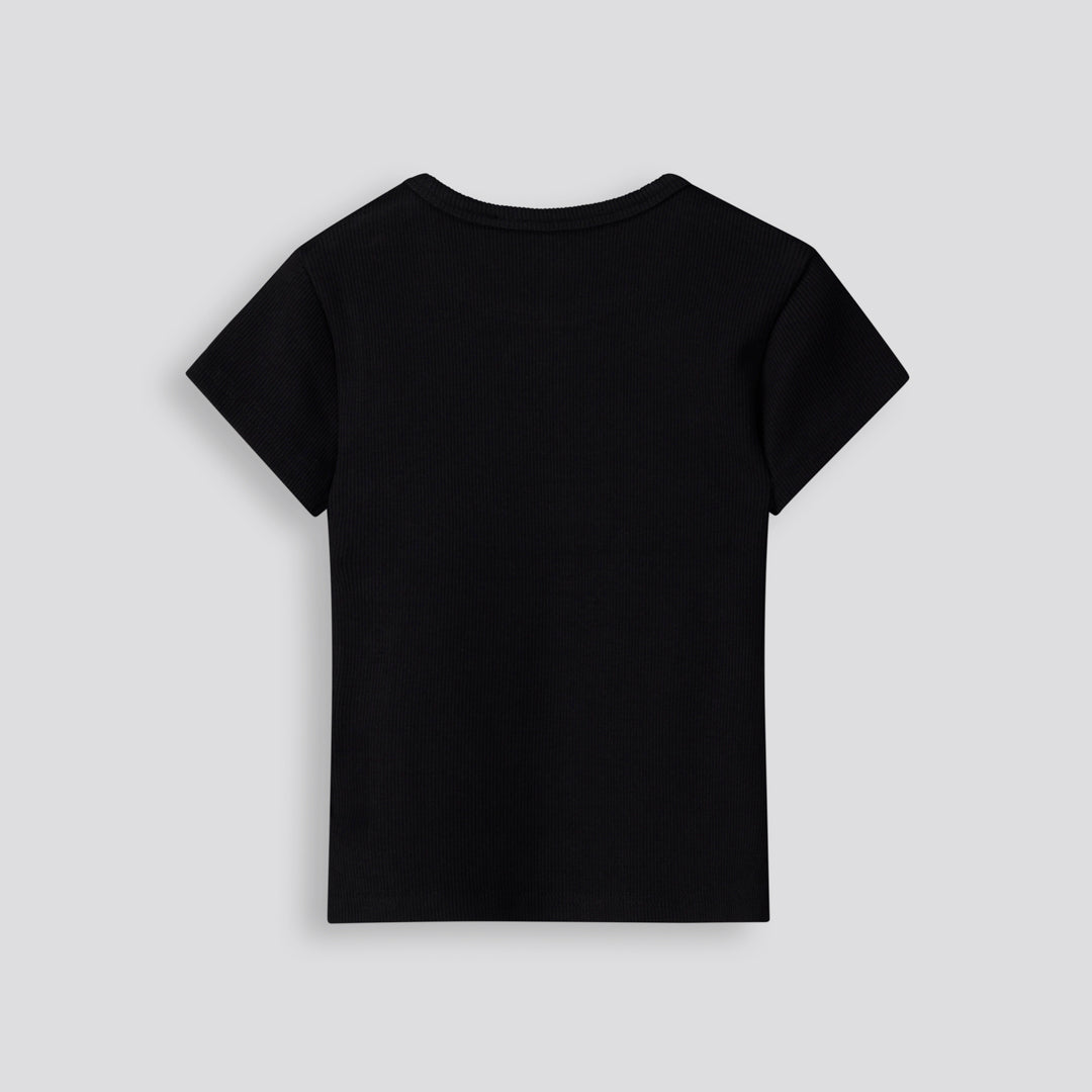 Girls Ribbed Tee Black