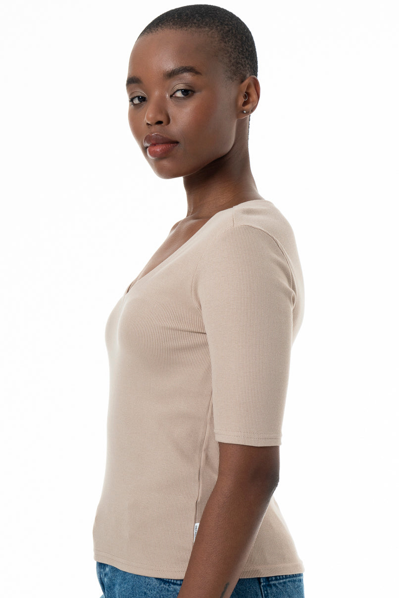 Ribbed V-Neck Top