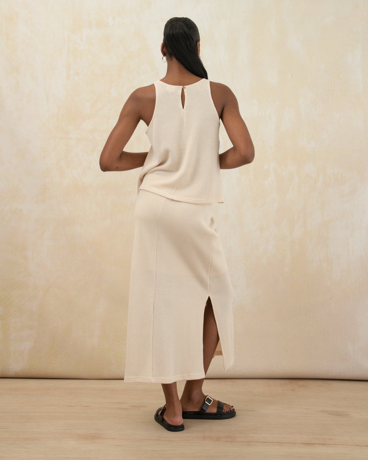 Fitted Textured Midi Skirt