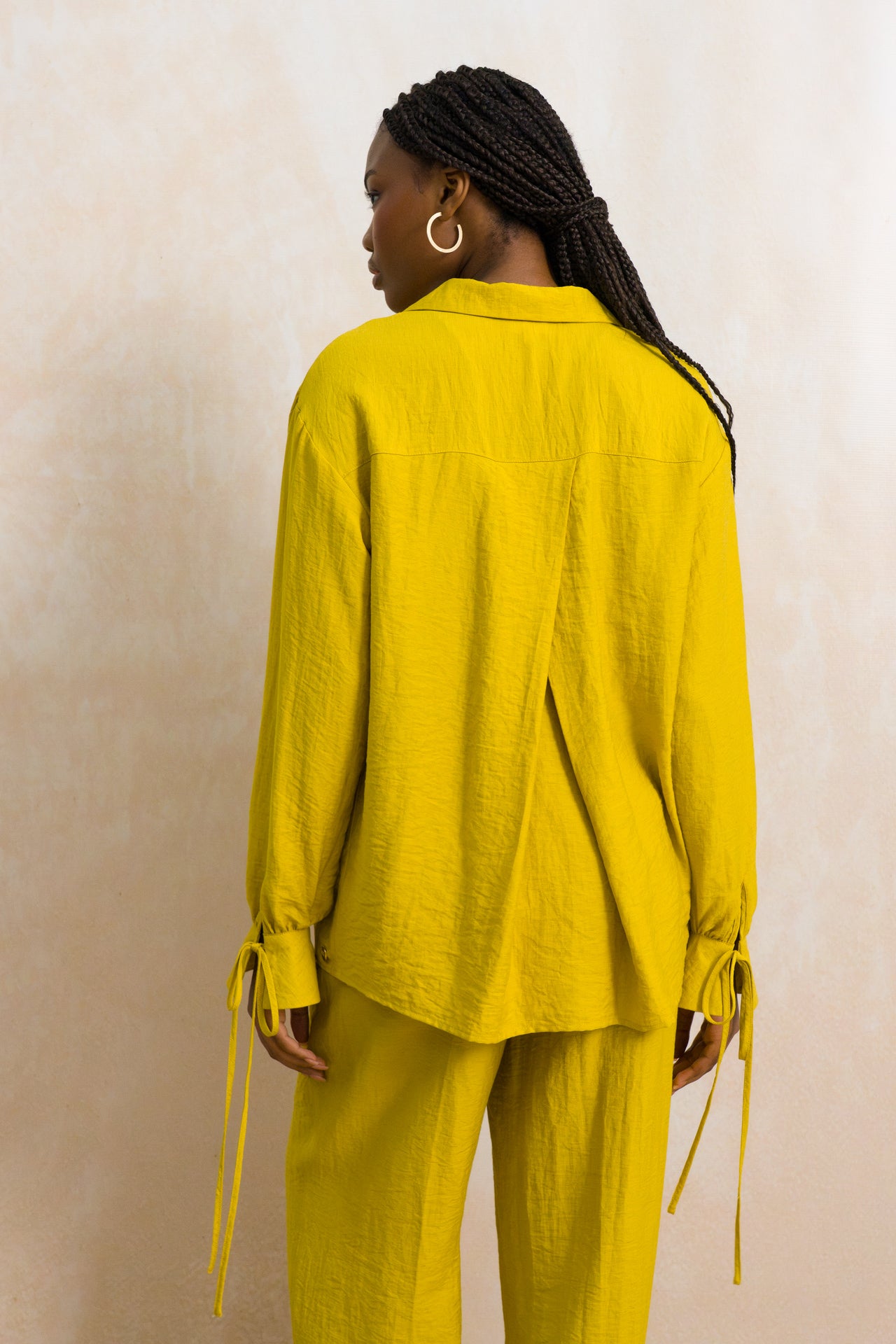 Relaxed Fit Tie Cuff Shirt