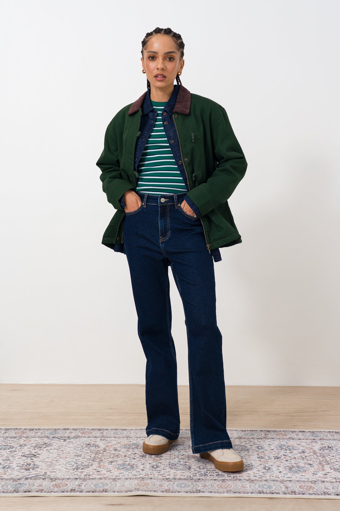 Fitted Rib Striped T-shirt