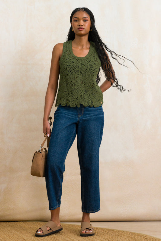 Crochet Knit Sleeveless Top