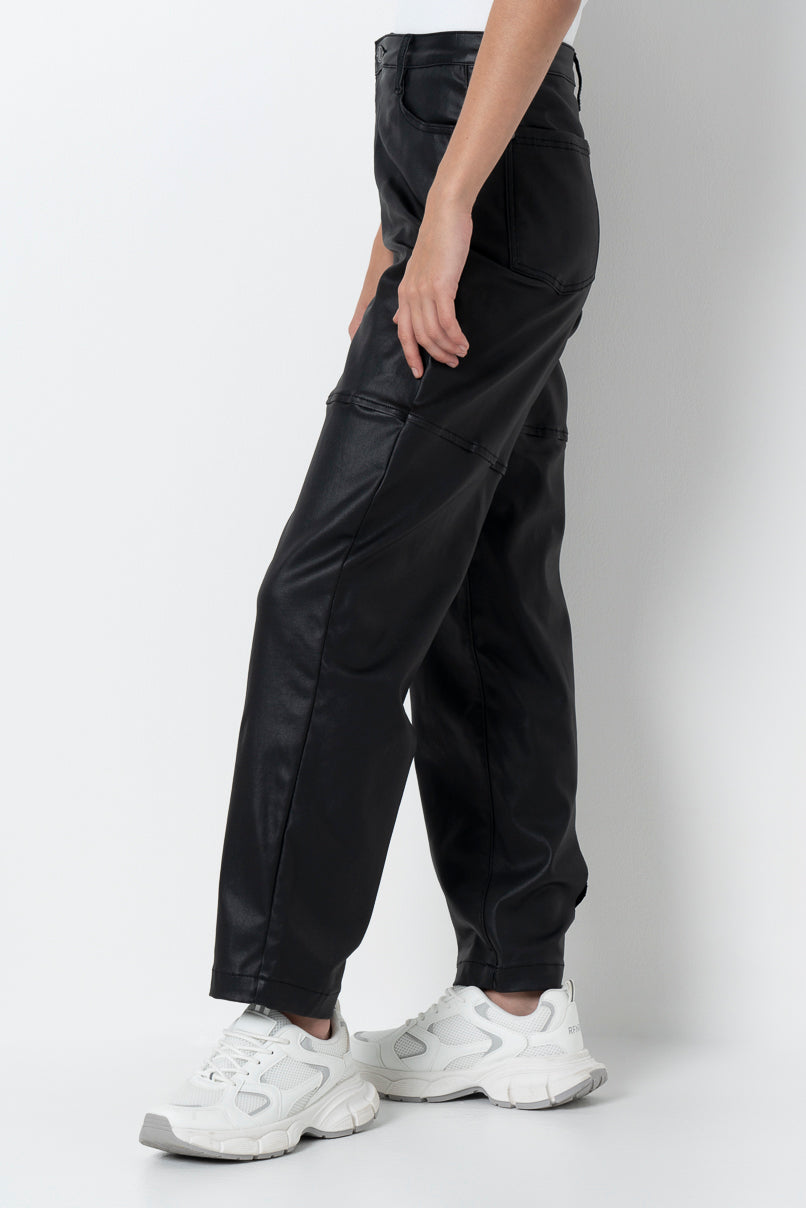Straight Leg Black PU Pants