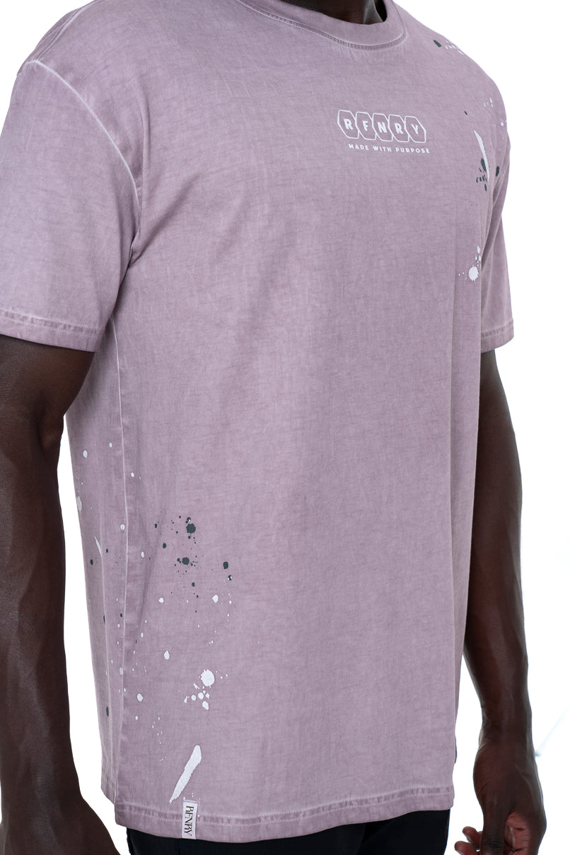 Splatter Print T-Shirt _ 147308 _ Berry