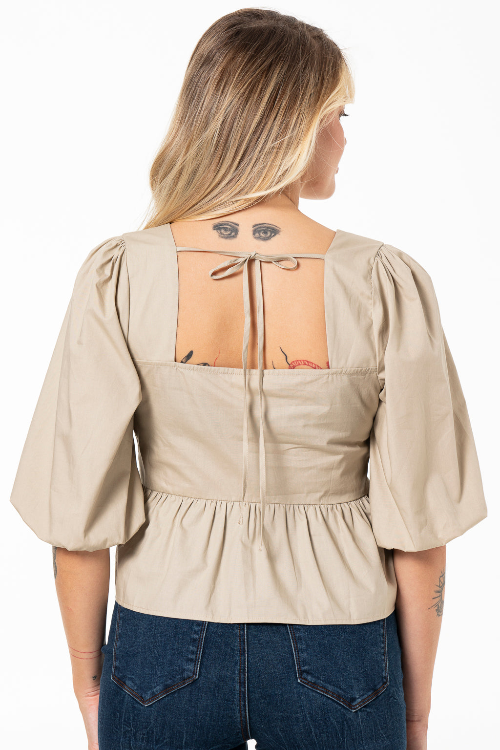 Puff Sleeve Top _ 141550 _ Stone