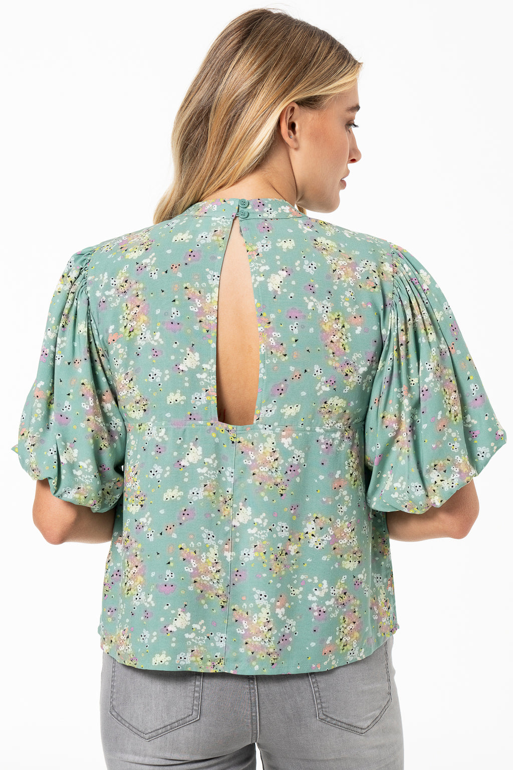 Hi-Neck Blouse _ 141548 _ Green