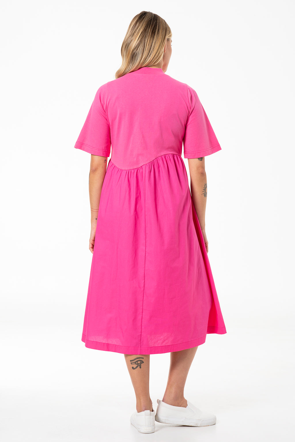 Curve Waist Combo Dress _ 141347 _ Pink
