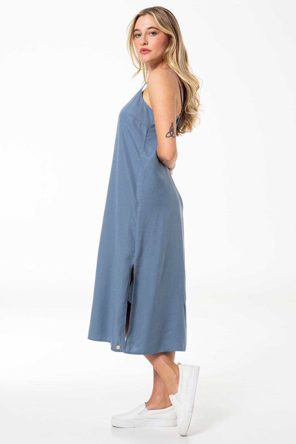 Chambray Slip Dress _ 141443 _ Light Blue