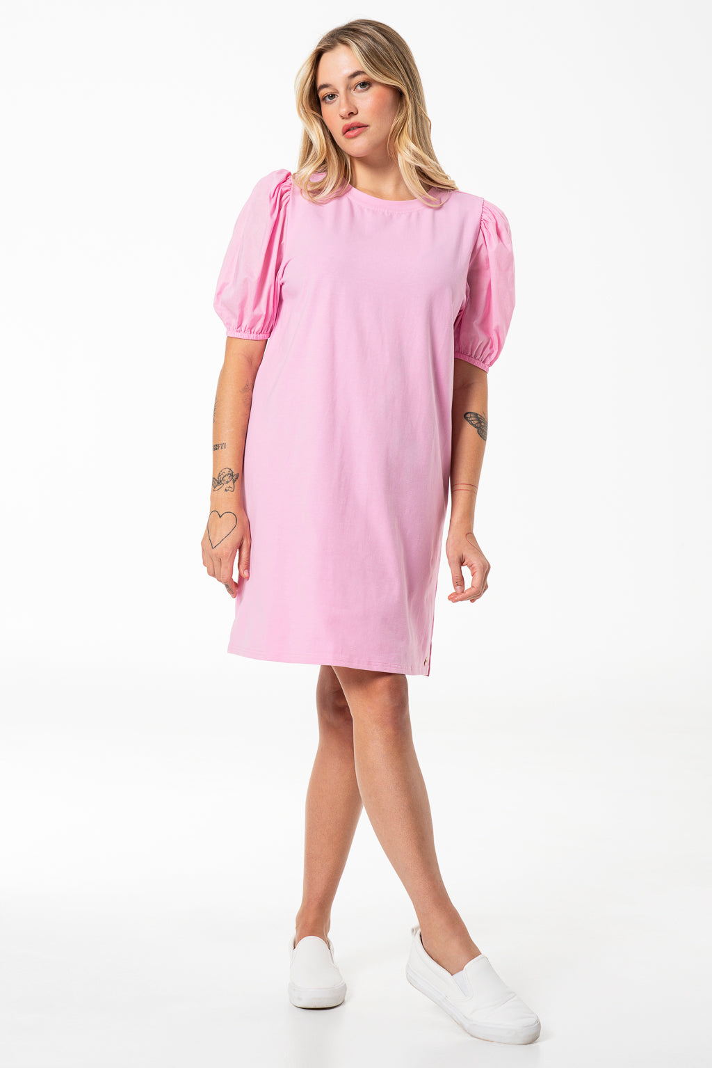 Puff Sleeve T-Shirt Dress _ 141412 _ Pink