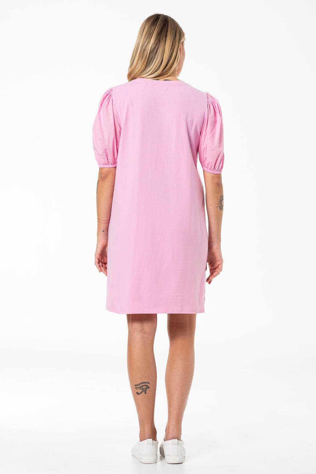 Puff Sleeve T-Shirt Dress _ 141412 _ Pink