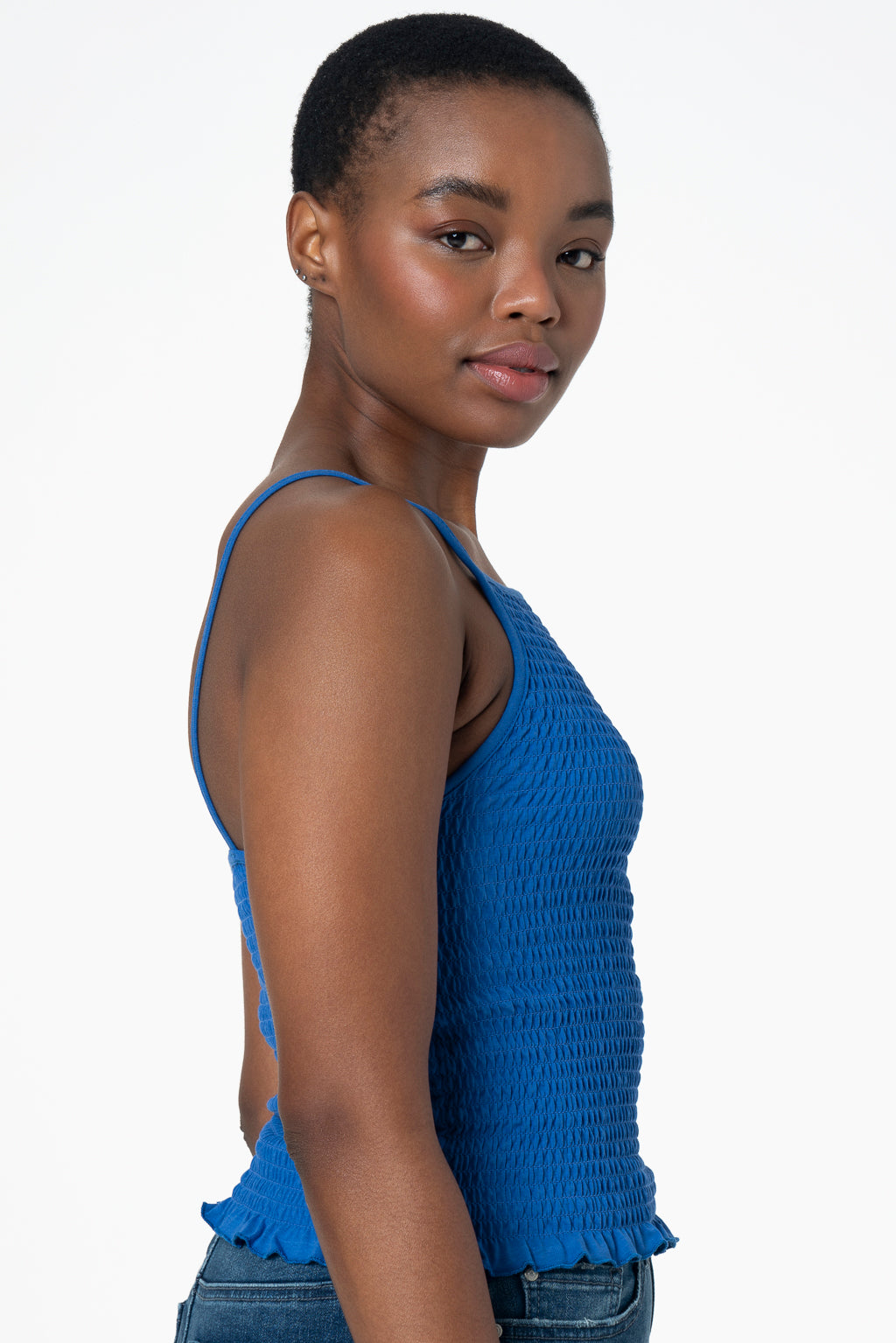 Shirred Tank _ 143381 _ Blue