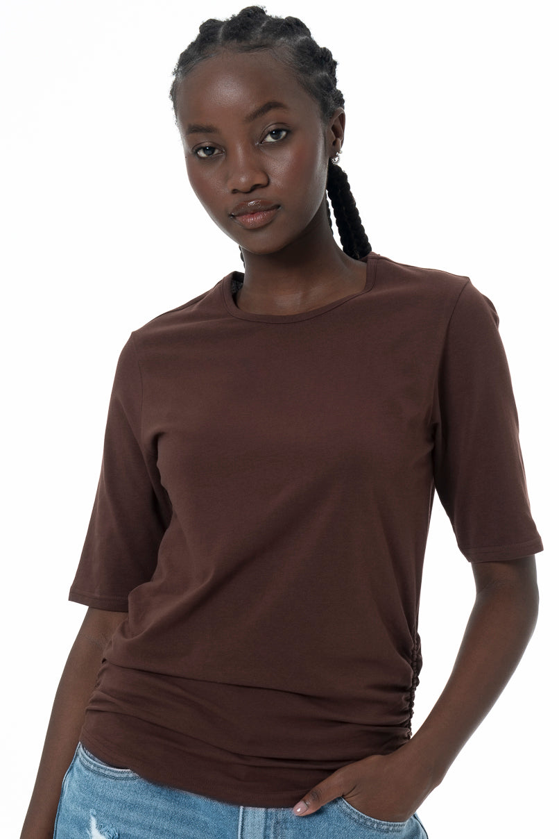 Ruched T-Shirt _ 145726 _ Brown